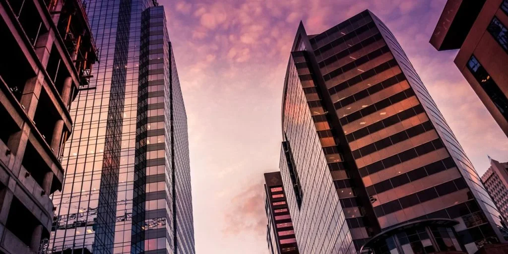 Phoenix AZ skyscrapers at sunset